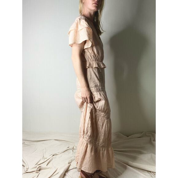 TULAROSA Ellianna Cream Eyelet Lace Tiered Cotton Maxi Prairie Dress US SMALL - Picture 11 of 16